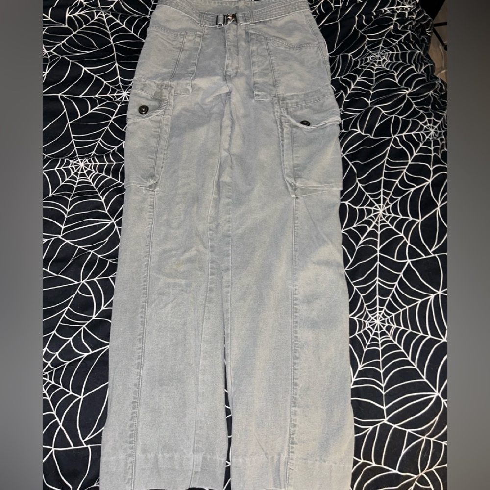 Vintage Y2K Gray Utility Cargo Jeans/Baggy Pants with Belted Waist Sz 31